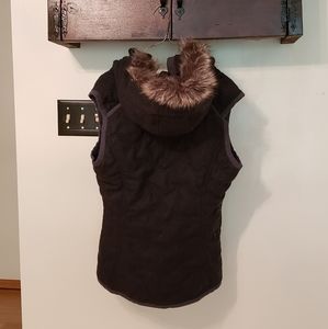 Wool vest w/ faux fur hood